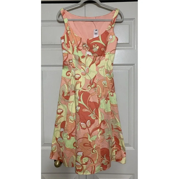 NWT Tahari Fit And Flare Floral Multicolor Dress Size 8 (Z1) - Picture 2 of 11